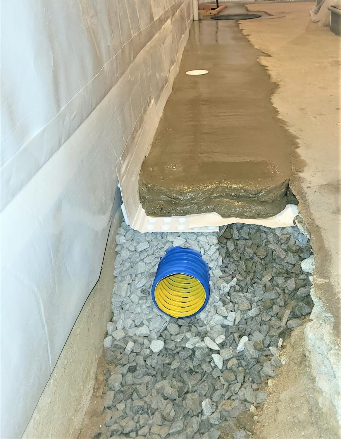 poured concrete in a basement