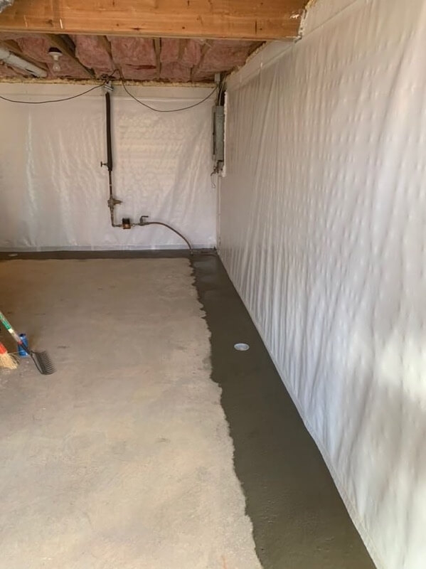 interior basement waterproofing and poured concrete