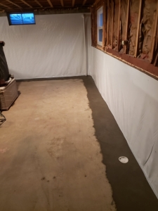 interior basement waterproofing and poured concrete