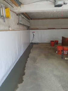 interior basement waterproofing project