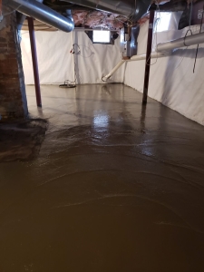poured concrete floor in a basement