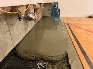 poured concrete in a basement